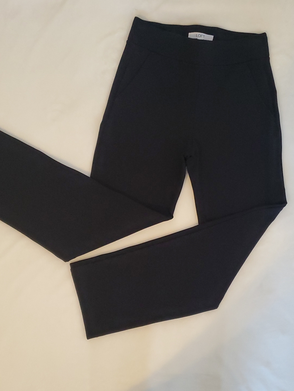 LOFT Black Straight-Leg Ponte Pull-On Pants Size XS